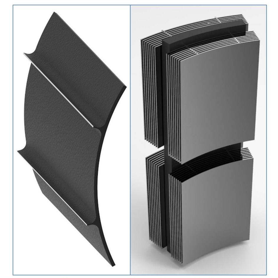 Single X-ray mirror segment with mounting ridges plus stacked segments with support panel