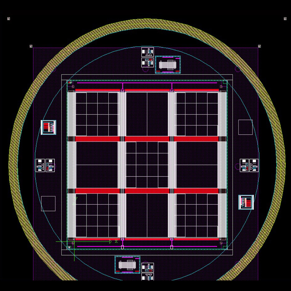 Mask layout for 734×348 microshutter array; small sections in sub-arrays consist of  microshutters with various keystone structures